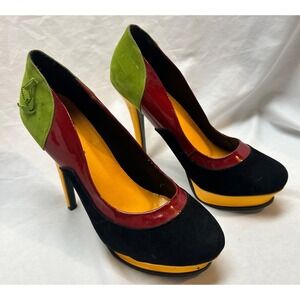 Shiekh Haylow Womens Platform High Heels Black Red Green Yellow Size 9
